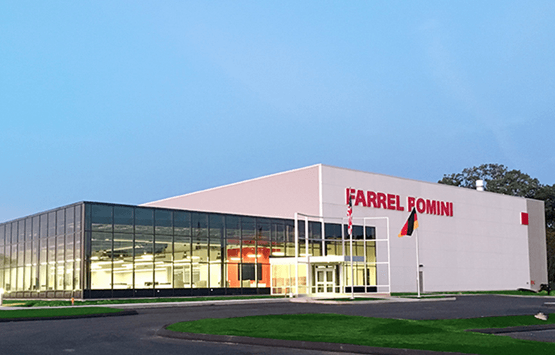 Exterior view of the HF GROUP's FARREL Corporation site in Ansonia, USA