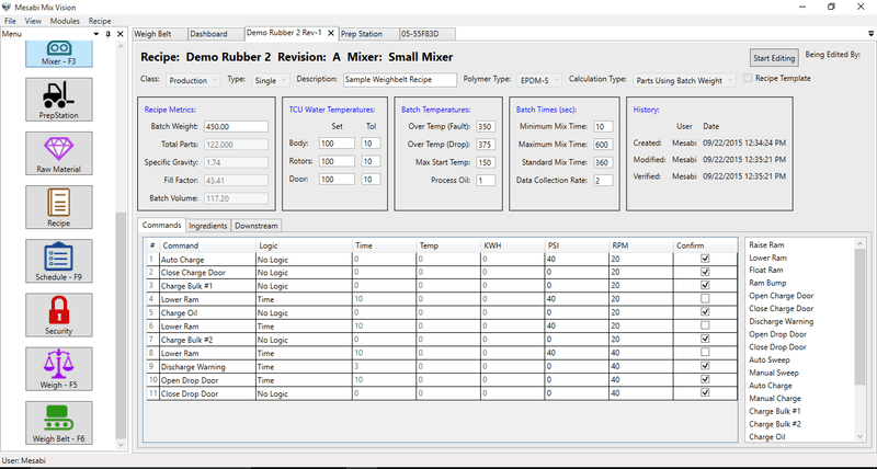 Image of Recipe Management Screen.