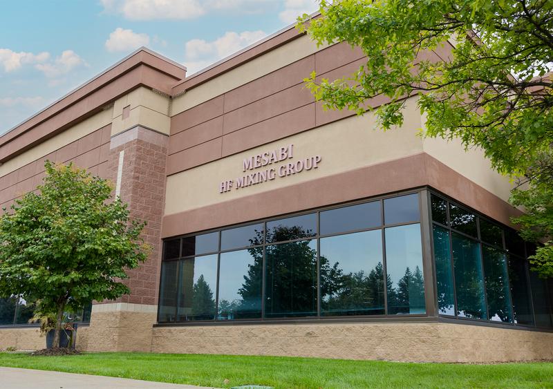 alt=”View of the glass front of the Mesabi Control Engineering administration building in Oakdale, Minnesota.”