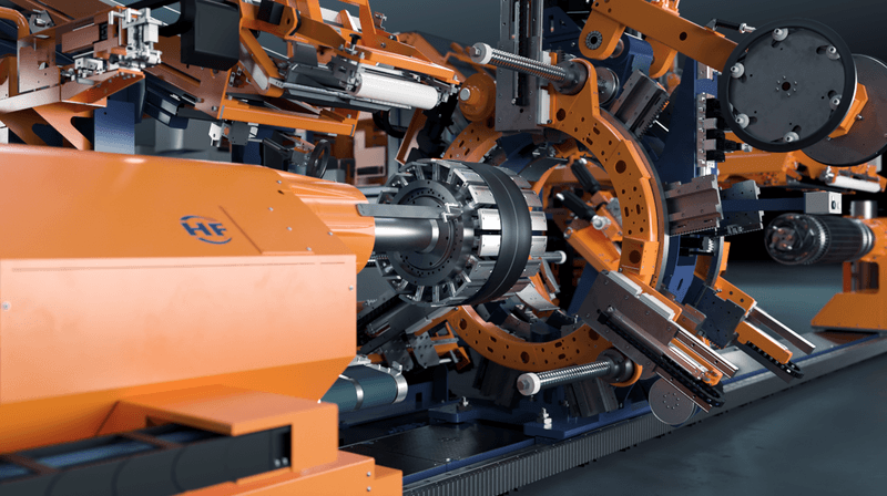 Picture shows parts of a HF curing press.