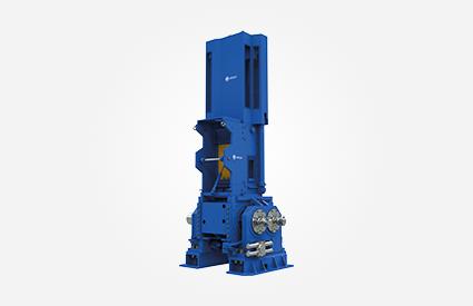 Large blue tangential mixer with high structure and visible mechanical components.