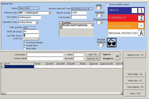 Image of Inventory Management Screen. 