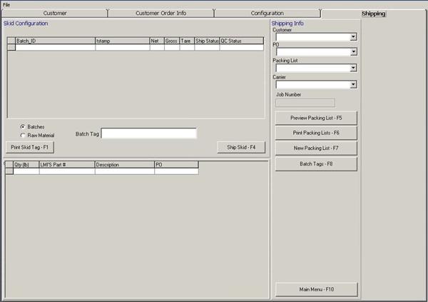 Image of Shipping Screen.