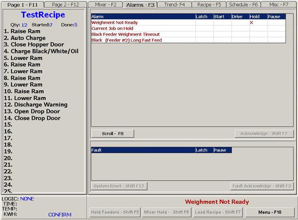 Image of Alarms Screen.