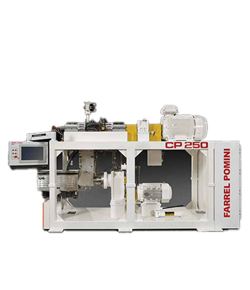 White CP250 compact processor with visible drives, control unit, and housing.